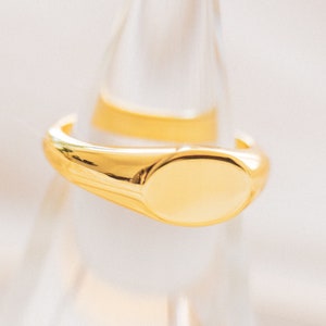 14k Gold Plated Signet Ring: Sterling Silver Oval Pinky Ring