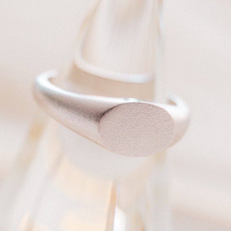 Solid Silver Signet Ring, Classic Pinky Ring, Oval Signet Ring, Minimal Dainty Ring, Holiday/Valentine's Day Gift, Unisex Jewelry Gift image 1