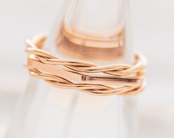 Minimal Rose Gold Ring Set of 3, Thin Stackable Boho Rings, Dainty Stacking Rings, Holiday/Valentine's Day  Gift, Gift for her/Mom/family