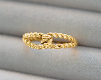 Gold Knot Ring, Double gold ring, Minimalist ring, Dainty ring, Linked ring, Minimalist jewelry, Dainty jewelry,Valentine’s Day Gift for her