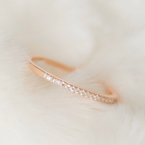 Gold Plated CZ Diamond Ring: Thin Stacking Band