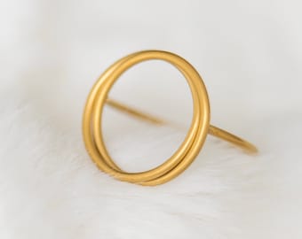 Double Circle Ring,Gold Moon Ring,Dainty Open Circle Ring, Infinity Ring, Minimal Statement Ring, Valentine's Day  Gift For her/family