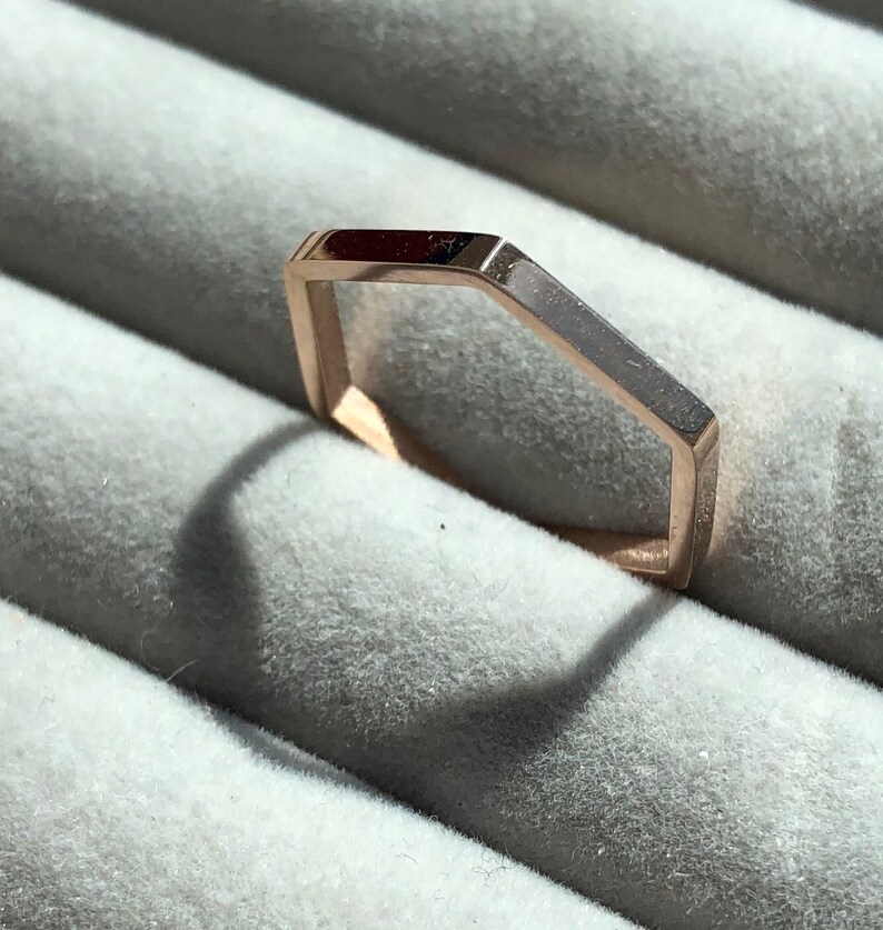 Honeycomb stackable ring gift idea Gold and Bridal Simple Hexagon Ring Modern Minimalist Rose Gold Dainty Geometric Jewelry,wedding gift