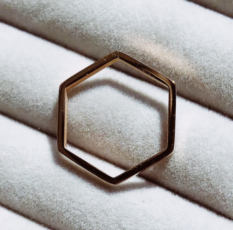 Honeycomb stackable ring gift idea Gold and Bridal Simple Hexagon Ring Modern Minimalist Rose Gold Dainty Geometric Jewelry,wedding gift