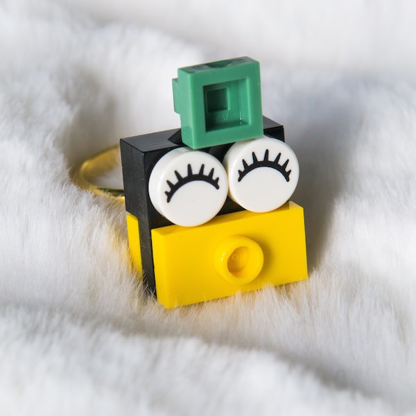 Lächeln Ring, Happy Face Ring, Kreativer Statement Ring, LEGO Ring, Lustiger Ring, Valentinstag Geschenk, Geschenk für Sie / Ihn