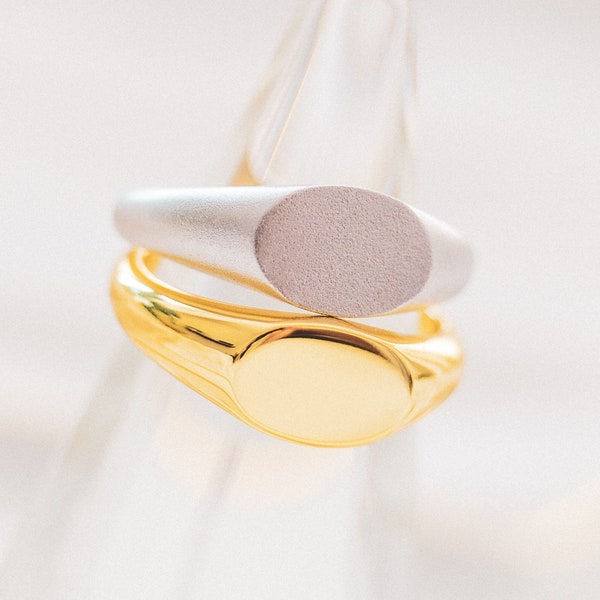 14k Gold/Solid Silver Signet Ring, Classic Pinky Ring, Oval Signet Ring, Minimal Dainty Ring, Valentine's Day  Gift, Gift for her/him