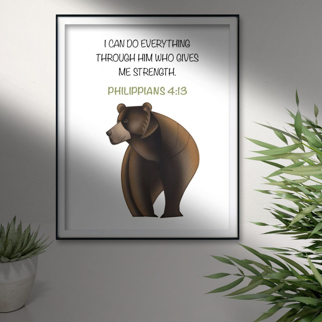 BEAR Animal Printable,animal BIBLE Verse Wall Art, Bible-verse Instant ...