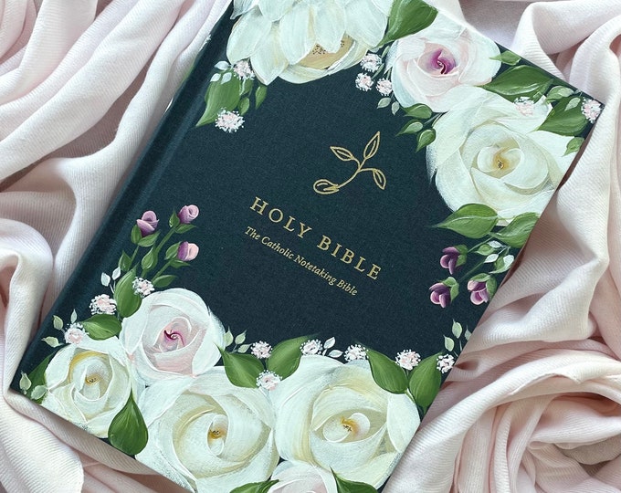 Hand Painted Catholic Journaling Bible. NABRE, Keepsake Bible, Wedding