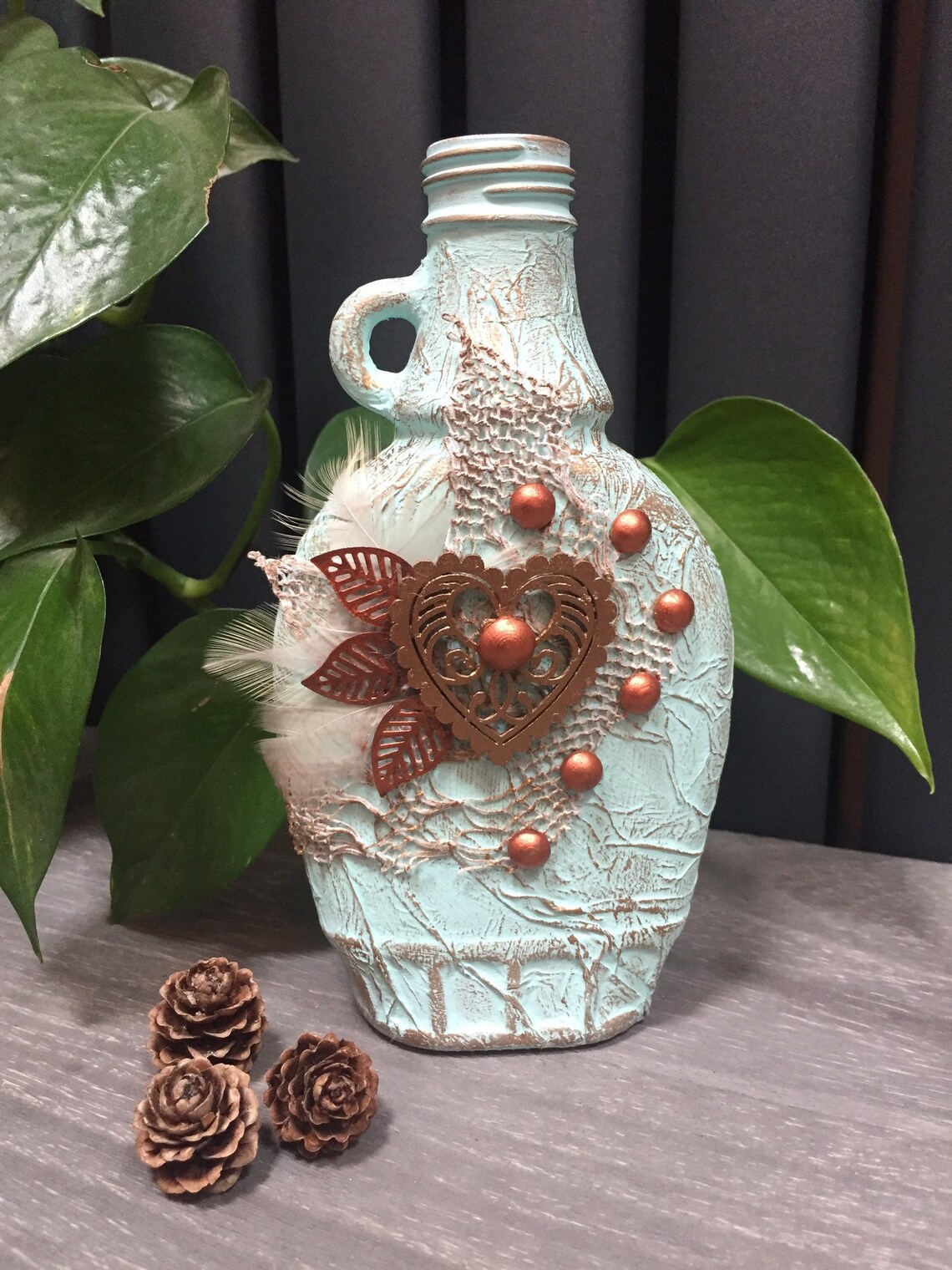 Boho Bottle Boho Decor Bud Vase Single Stem Vase Altered Etsy