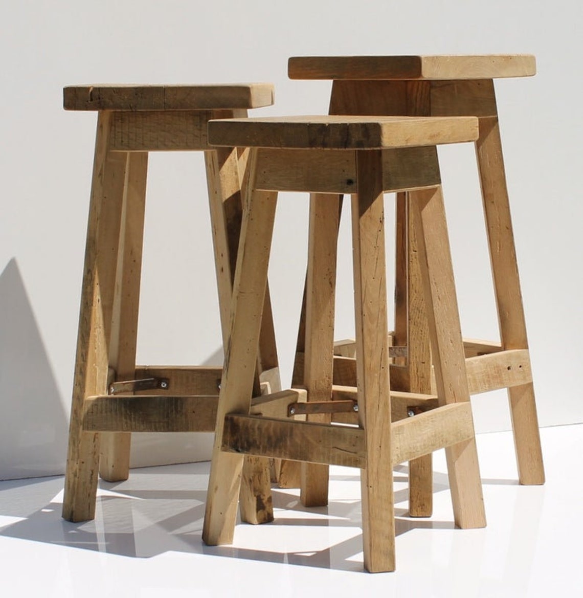 Rustic Bar Stool Reclaimed Barn Wood raw Wsquare Top 29 Etsy