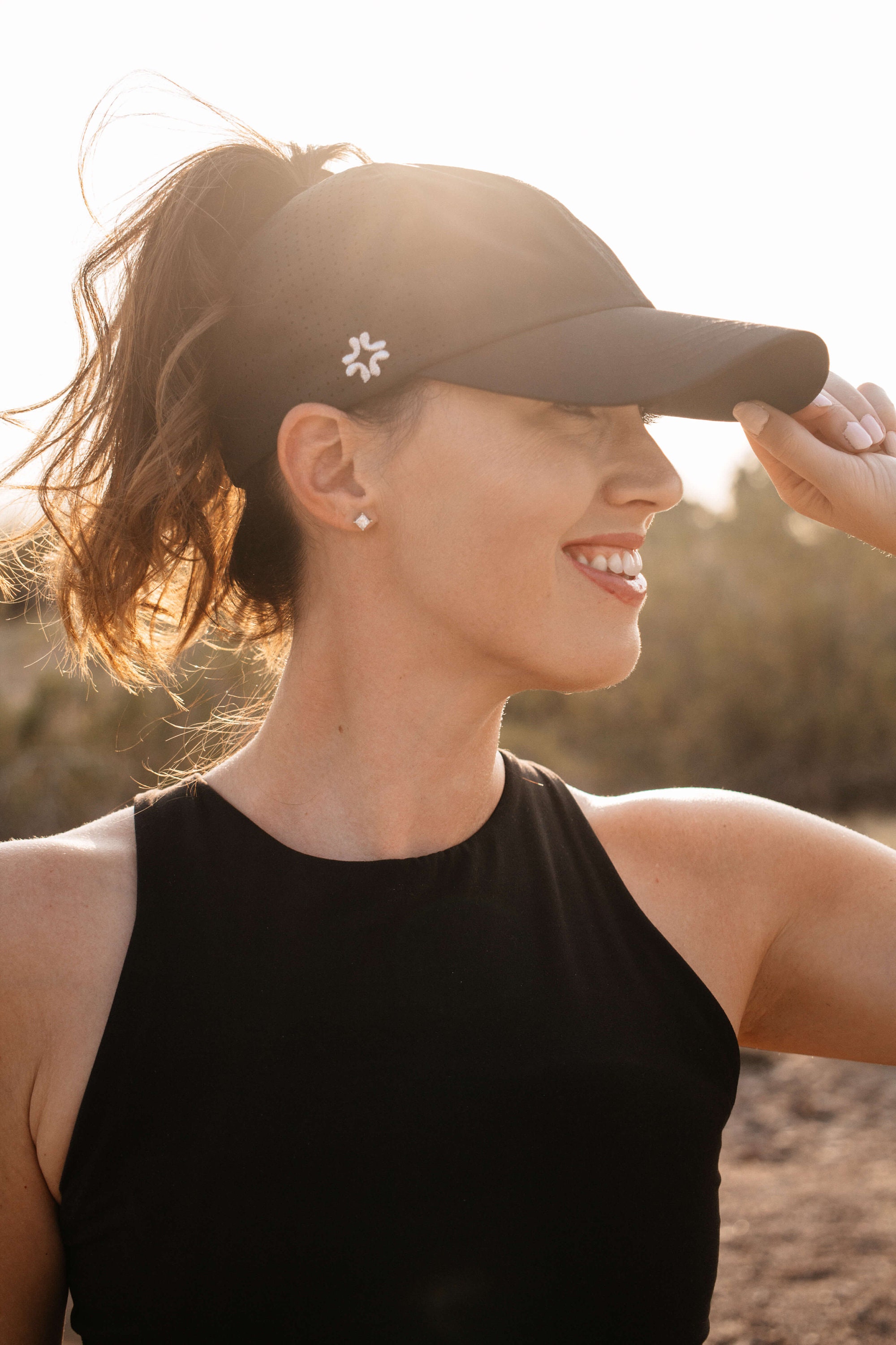 BLACK High Ponytail Cap - UPF50 - Women Baseball Cap 