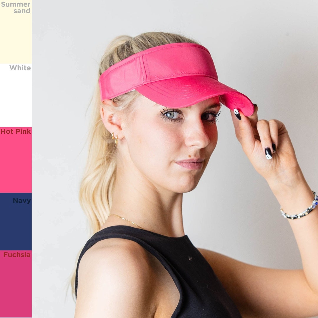 VISORS Vimhue Velcro Back Strap Closure UPF 50 Black White Hot Pink Fuchsia Summer Sand/ Khaki