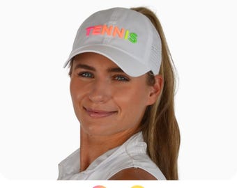 Tennis Neon Series Women's Baseball High Ponytail Hat or Visor