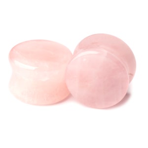 Quality Pink Rose Quartz Stone Saddle Plug, Gauge,