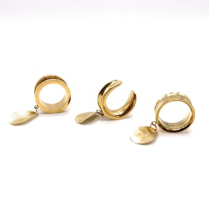 Gold Round 316l Surgical steel Screw Fit Dangle Tunnel available in 6mm (2GA) - 30mm (1.18") Gauges, Bridal. Wedding,