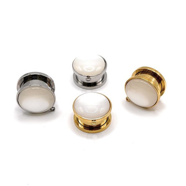 Design your own dangle Pearl Ear Plugs with these Elegant DIY plugs / in Silver or Gold, available in sizes 6mm (2GA) - 25mm (1")  Gauges.