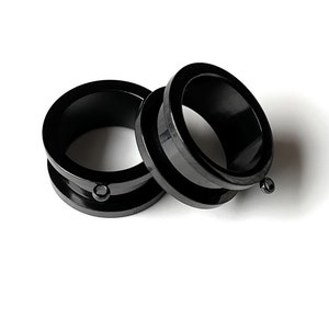 Túneis de aço cirúrgico pretos: medidores de brincos faça você mesmo (3 mm-30 mm)