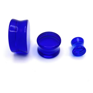 Hellblaue Glass Saddle Plugs: 6 - 25 mm Durchmesser