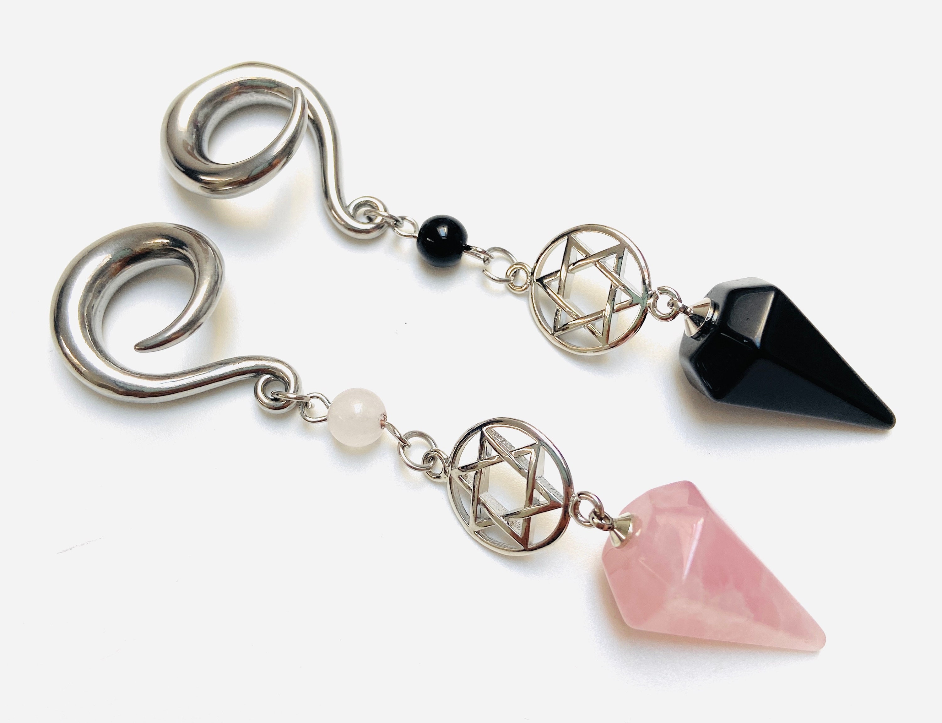 Rose Blossom 316L Surgical Steel Ear Gauge Hanging Taper Sold as a Pair Rose Blossom 316L Surgical Steel Ear Gauge Hanging Taper Sold as a Pair