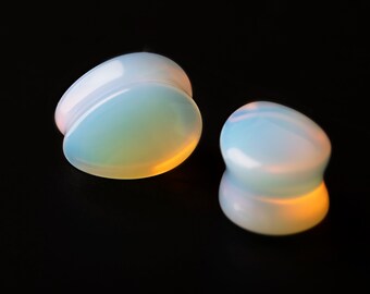 Un Paio Di Tappi Svasati In Pietra Opalite Con Fiori Di Rosa - Foto 5