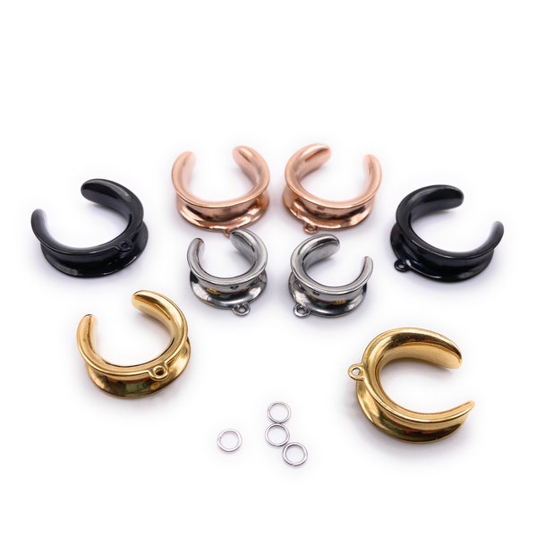 Design your own dangle Saddles with these Elegant DIY Saddles / Horseshoes in Silver, Gold, Black or Rose Gold 6mm - 30mm plugs, Gauges.