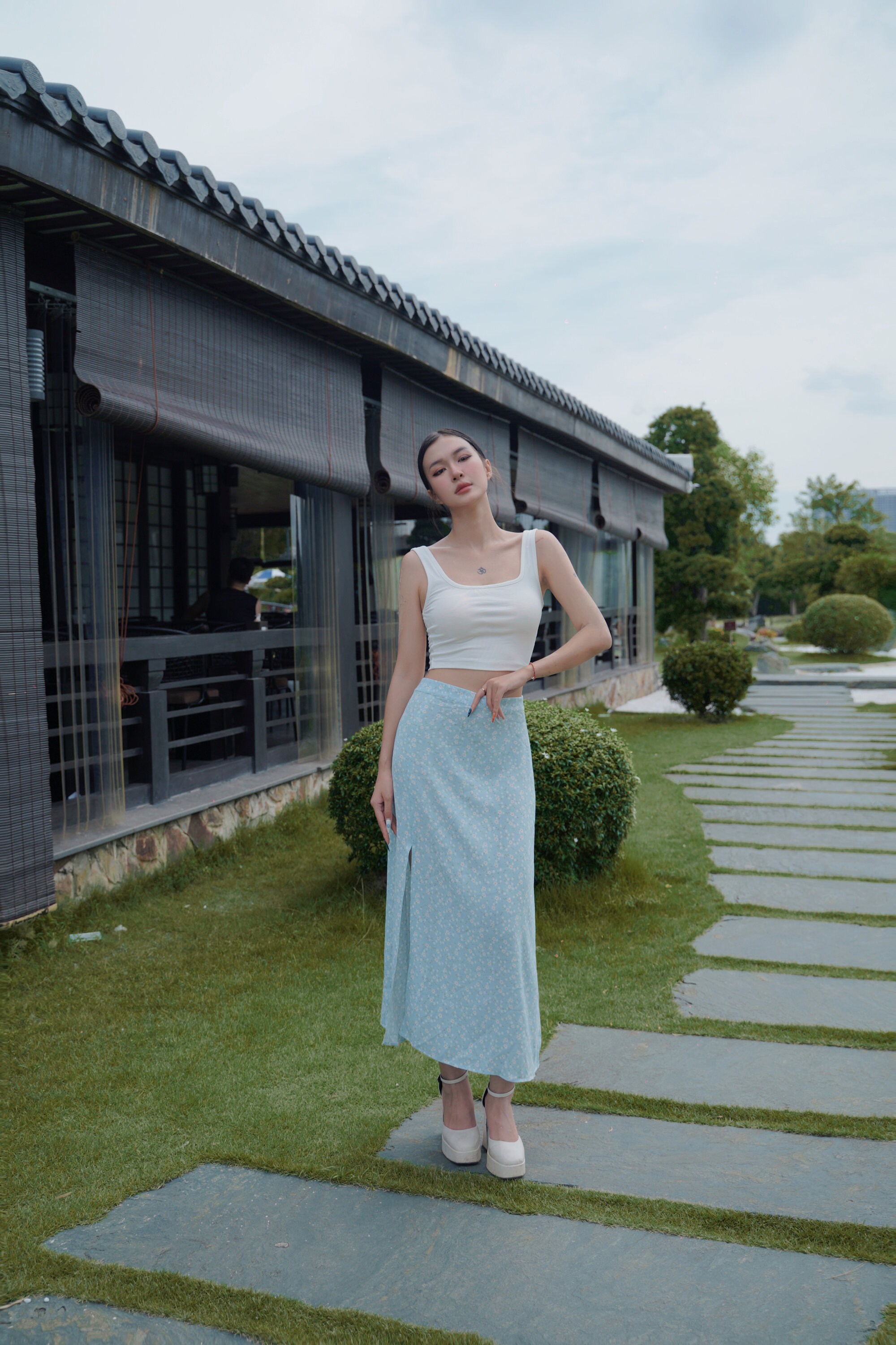 Birth Chart Midi Slit Skirt