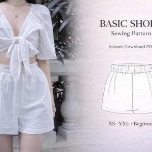 Shot Sewing Pattern PDF, Easy Women’s with Pockets, Beginner Sewing Pattern, Summer Shorts Pattern, Instant Download, Sizes XXS-XL