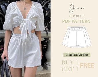 Shorts with Pockets Sewing Pattern, Women's Elastic Waist Shorts, Beginner Shorts Digital PDF, Summer Shorts Easy PDF Pattern