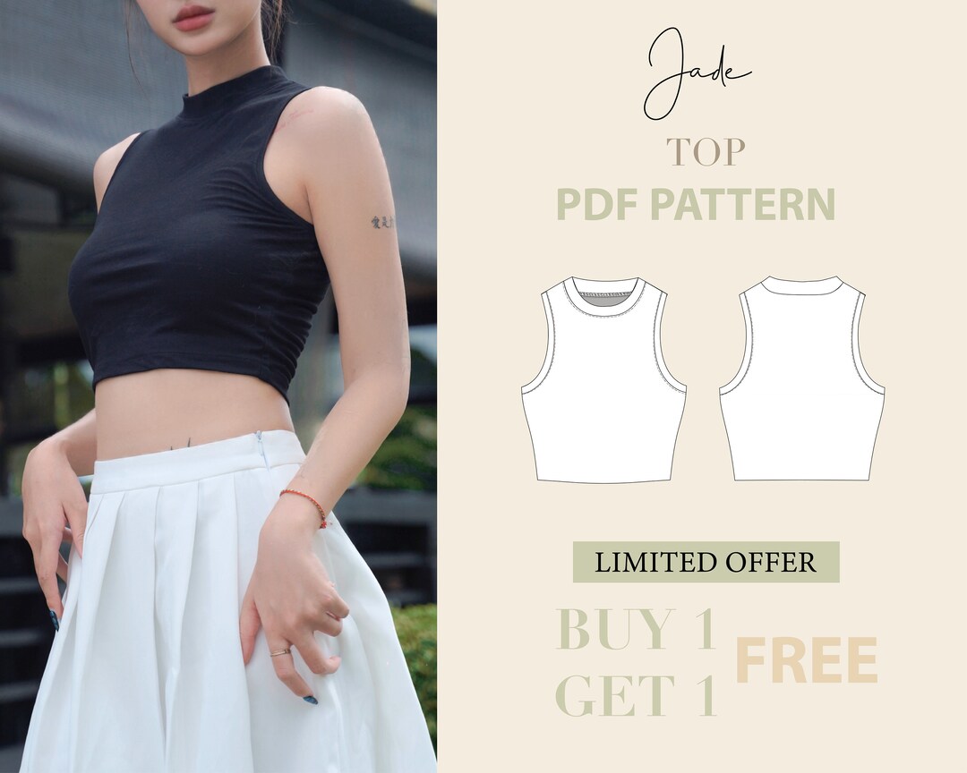 Mock Neck Top Sewing Pattern, Crop Top Easy PDF Pattern, Instant ...