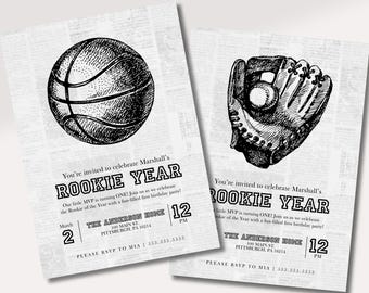 First Birthday Rookie Year Invitation Digital Download