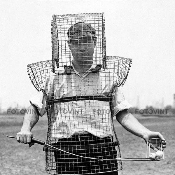 Vintage GOLF CADDY Photo Picture GOLFER Armor 1920s Golfing B&W Old Photograph Print Wall Decor 5x7, 8x10, 8.5x11, 11x14 or 16x20