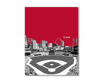 St. Louis Cardinals BUSCH STADIUM Photo Picture Baseball City Skyline Poster 8x10, 8.5x11, 11x14, 11x17, 16x20 w/Framed Option (R)