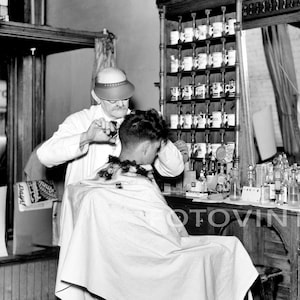 Vintage BARBER SHOP Photo Picture 1937 BARBERSHOP Hagerstown, Maryland Old Haircut B&W Photograph Print 8x10, 8.5x11, 11x14 or 16x20 (BS9)