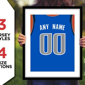 DALLAS MAVERICKS Jersey Photo Poster ANY Custom Name & Number Basketball Print - Royal Blue, Navy Blue, White 8x10, 8.5x11, 11x14, 16x20 nba