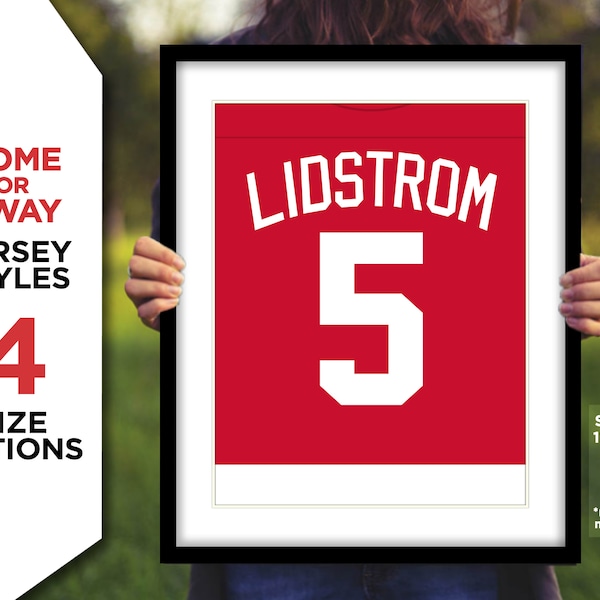 NICKLAS LIDSTROM Jersey Photo Picture Art DETROIT Red Wings Hockey Poster Print 8x10, 8.5x11, 11x14 or 16x20 (detjers)
