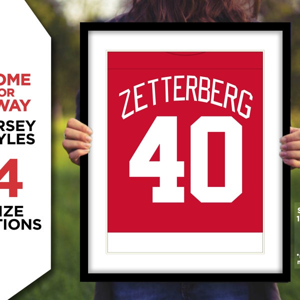 HENRIK ZETTERBERG Jersey Photo Picture Art DETROIT Red Wings Hockey Poster Print 8x10, 8.5x11, 11x14 or 16x20 (detjers)