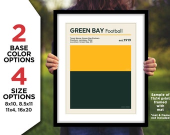 GREEN BAY PACKERS Team Color Swatch Photo Picture Football Poster Print - 8x10, 8.5x11, 11x14 or 16x20 (nfltc)