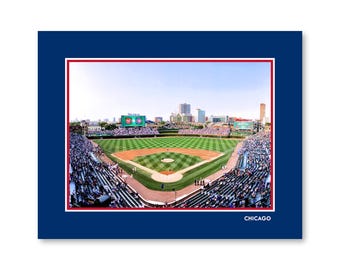 Chicago Cubs WRIGLEY FIELD Photo Picture Baseball STADIUM Caption Poster 8x10, 8.5x11, 11x14, 16x20 w/Framed Option Blue or White (SC1B)