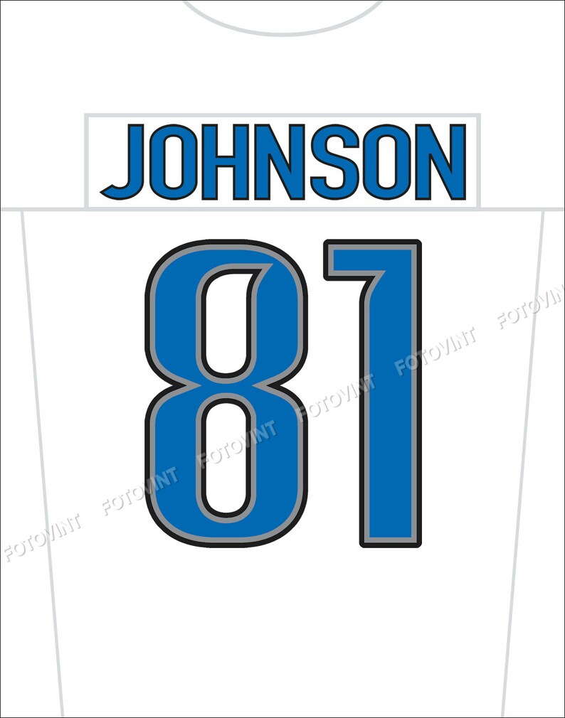 CALVIN JOHNSON Jersey Photo Picture Art DETROIT Lions Football Poster Print Blue or White Home/Away 8x10, 8.5x11, 11x14, 16x20 detjers WHITE