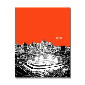 TIGER STADIUM Detroit Tigers Photo Picture Baseball Skyline Poster Print 8x10 8.5x11 11x14 11x17 16x20 w/Frame Option Blue Orange White Gray