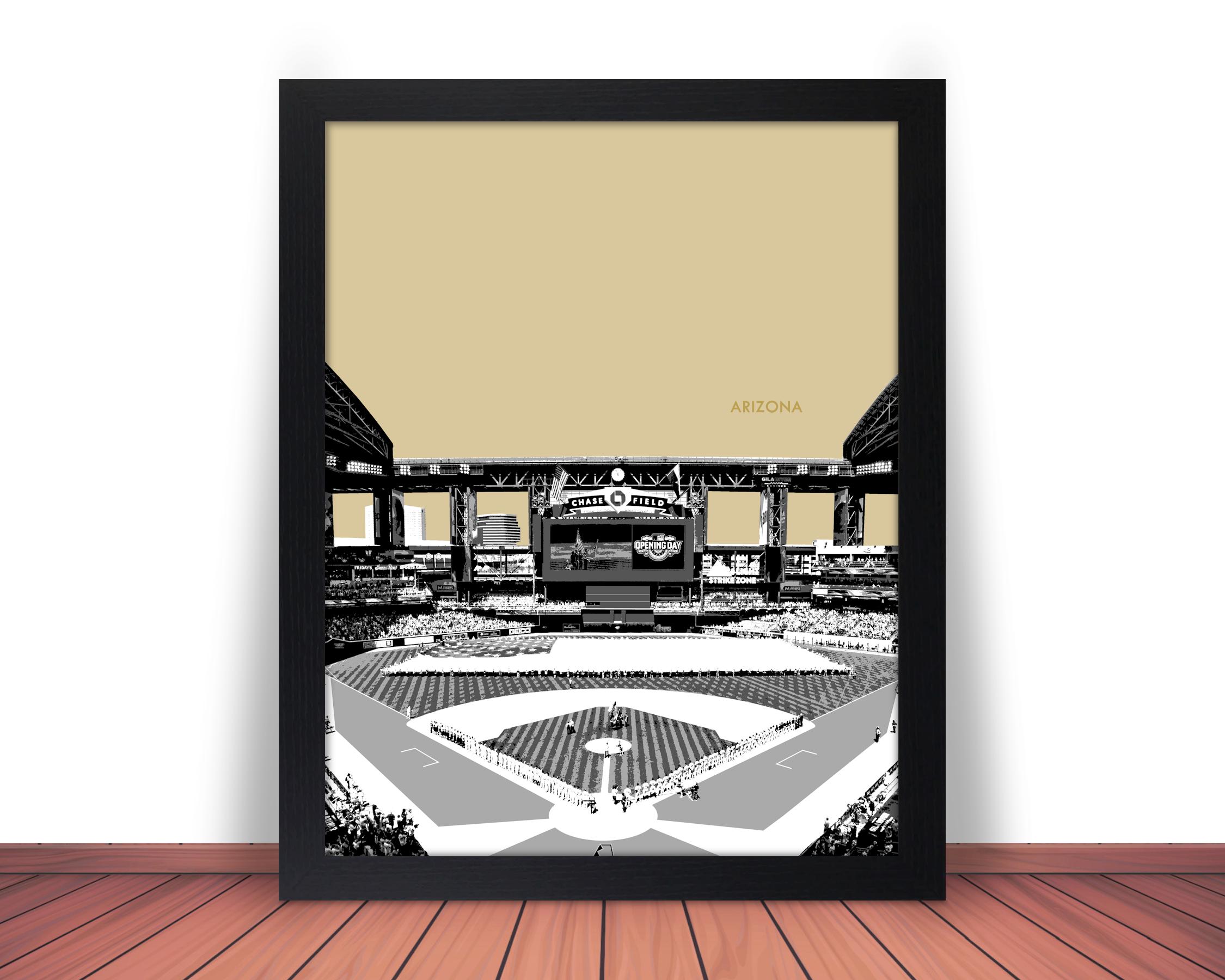 ARIZONA DIAMONDBACKS Chase Field Photo Picture Baseball Stadium Skyline ...