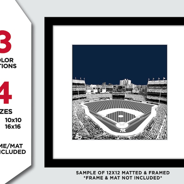 YANKEE STADIUM Photo Picture New York Yankees Baseball SKYLINE Poster Print 8x8, 10x10, 12x12 or 16x16 (interior mlb)