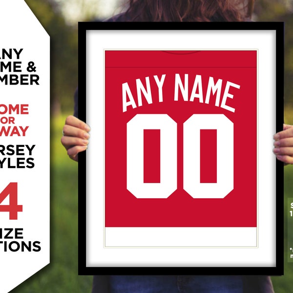 DETROIT RED WINGS Jersey Photo Picture Hockey Art Red or White "Any Custom Name & Number" Poster Print 8x10, 8.5x11, 11x14, 16x20 (detjers)