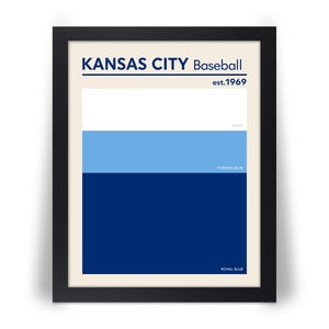 KANSAS CITY ROYALS comparable Baseball Color Swatch Photo Picture Poster Print in 8x10, 8.5x11, 11x14 or 16x20 / Framed Option 8x10 or 11x14