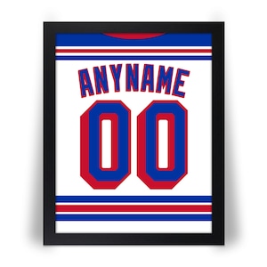 NEW YORK RANGERS comparable Personalized Hockey Photo Poster (Any Name & Number) 8x10, 8.5x11, 11x14, 16x20 Blue or White w/Framed Option jz