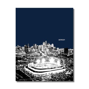 TIGER STADIUM Detroit Tigers Photo Picture Baseball Skyline Poster Print 8x10 8.5x11 11x14 11x17 16x20 w/Frame Option Blue Orange White Gray