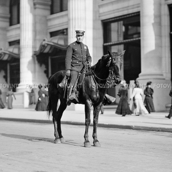 1910 NYPD Mounted POLICE OFFICER Photo Picture Vintage New York City Cop Horse Photograph Print 8x10, 8.5x11, 11x14 or 16x20 (POL3)