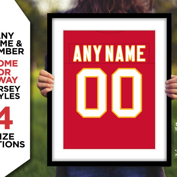 KANSAS CITY CHIEFS Jersey Photo Picture Football Art Red or White "Any Name & Number" Poster Print 8x10, 8.5x11, 11x14, 16x20 (kcjers)