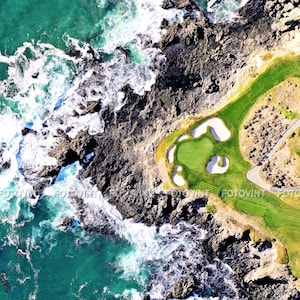 PEBBLE BEACH Golf Course Photo Print US Open Site 7th Hole Aerial Photograph Picture 8x10, 8.5x11, 11x14 or 16x20  (PB1)