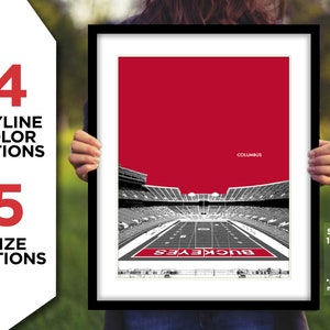 OHIO STADIUM Photo Picture Football Columbus Skyline Poster 8x10, 8.5x11, 11x14, 11x17 or 16x20 (int state) cfb